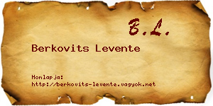 Berkovits Levente névjegykártya